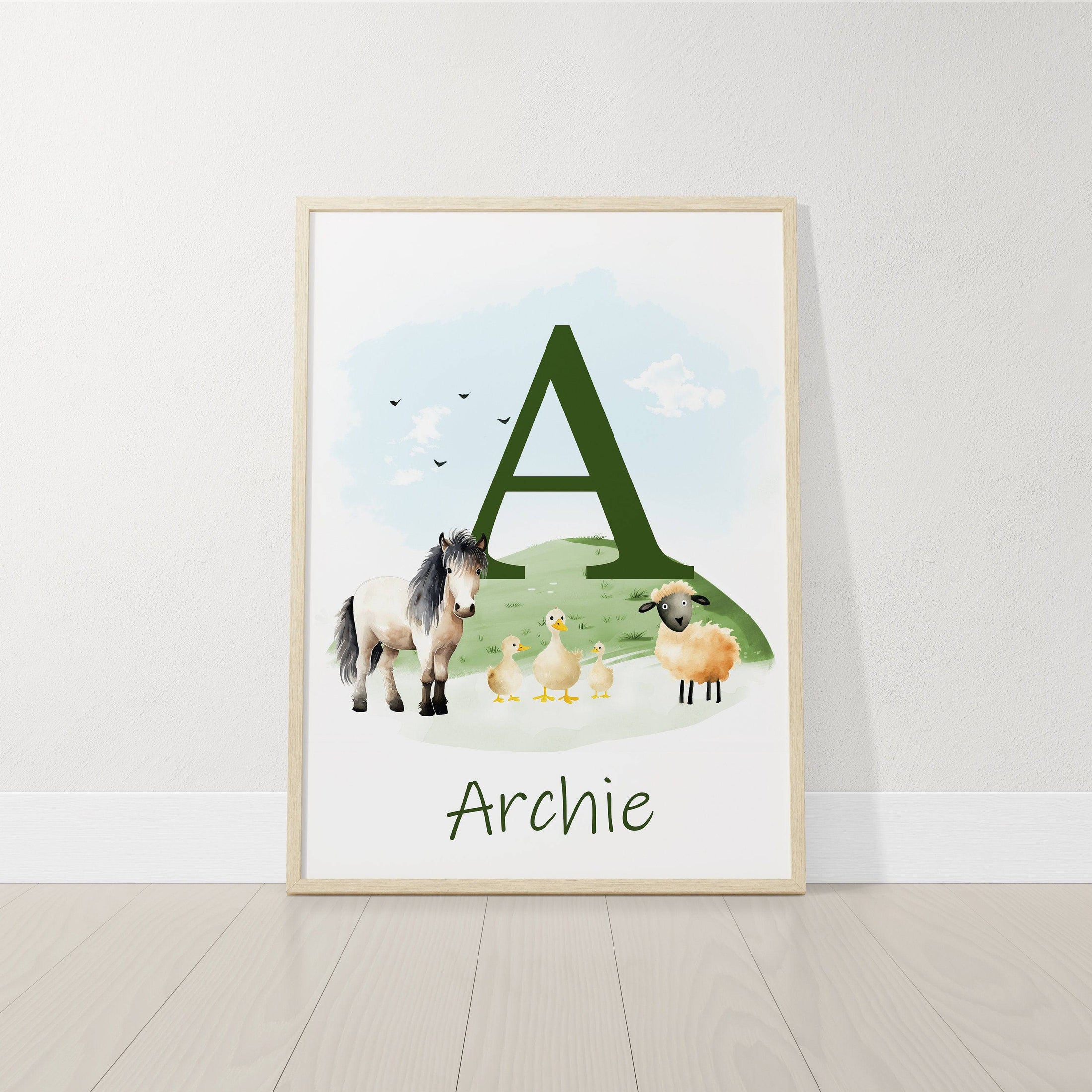 Personalised Farm Nursery Prints | Set of 3 Tractor Theme Wall Art | Unisex Barnyard Posters - RoseRowanDesign