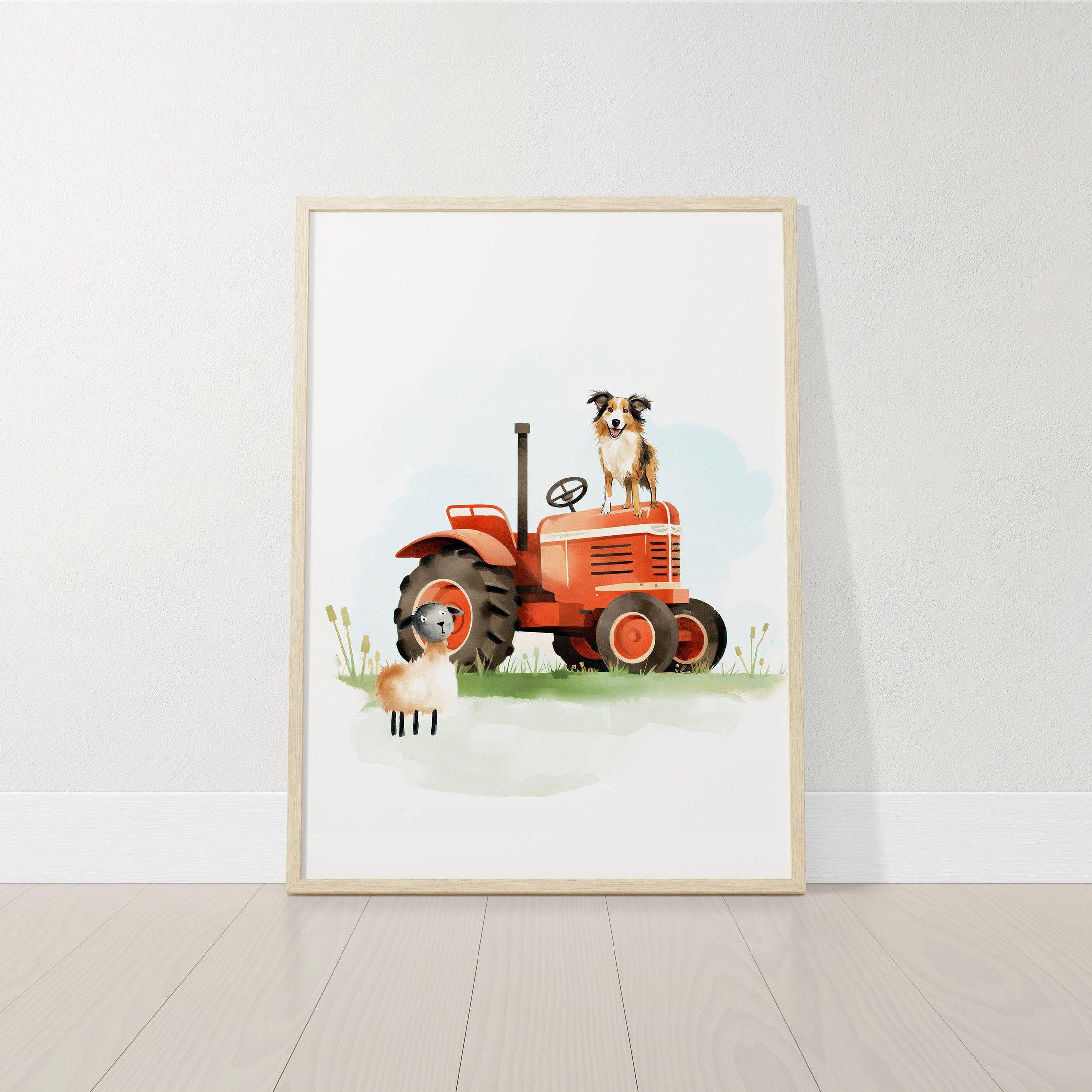 Personalised Farm Nursery Prints | Set of 3 Tractor Theme Wall Art | Unisex Barnyard Posters - RoseRowanDesign