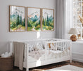 Load image into Gallery viewer, Mountain Nursery Prints | Set of 3 Forest Decor | Green Nursery Wall Art - RoseRowanDesign

