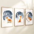 Load image into Gallery viewer, Night Sky Fox Nursery Prints | Set of 3 | Boho Wall Art | Gender Neutral Nursery Decor - RoseRowanDesign
