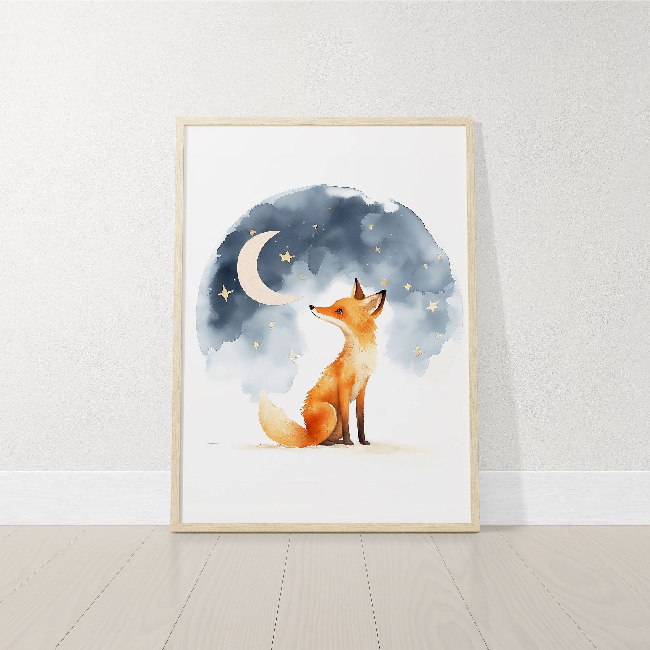 Night Sky Fox Nursery Prints | Set of 3 | Boho Wall Art | Gender Neutral Nursery Decor - RoseRowanDesign
