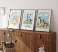 Load image into Gallery viewer, Personalised Farm Nursery Wall Prints | Set of 3 Barnyard Animal Decor | Boys' Room Posters - RoseRowanDesign
