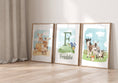 Load image into Gallery viewer, Personalised Farm Nursery Wall Prints | Set of 3 Barnyard Animal Decor | Boys' Room Posters - RoseRowanDesign
