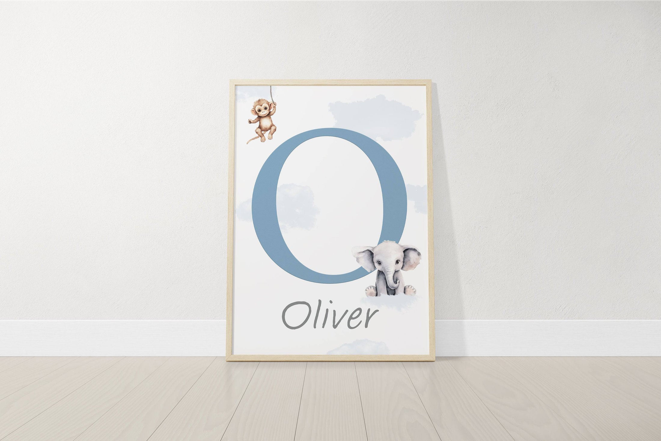 Personalised Safari Nursery Prints | Set of 3 | Rainbow & Hot Air Balloon Art for Girls' Bedroom - RoseRowanDesign