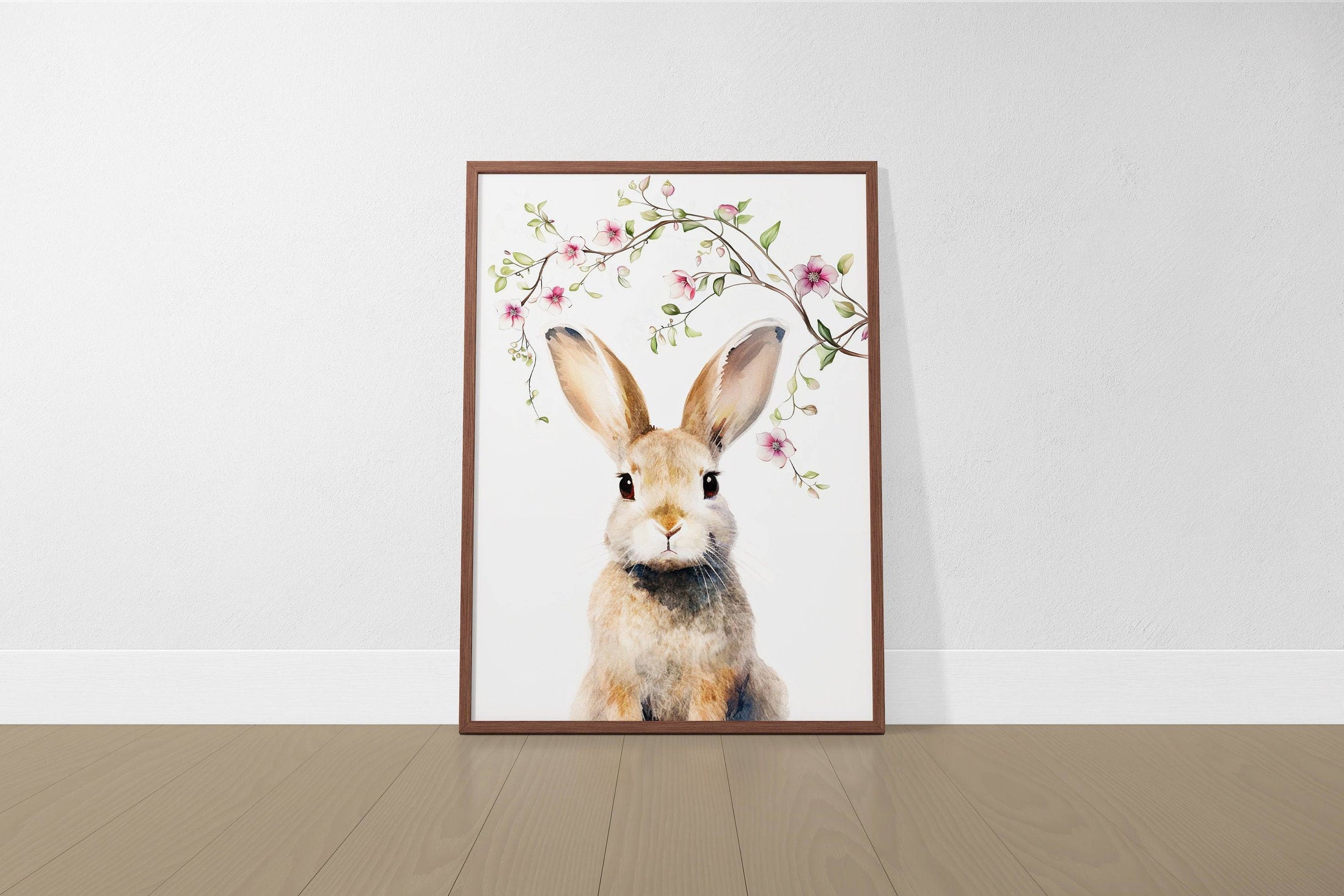 Personalised Woodland Animal Nursery Prints | Set of 3 | Pink Blossom Decor for Girls - RoseRowanDesign