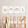 Load image into Gallery viewer, Boho Nursery Prints | Set of 4 Rainbow & Weather Art for Baby Girls' Bedroom - RoseRowanDesign
