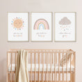 Load image into Gallery viewer, Boho Rainbow Nursery Prints | Set of 3 | You Are My Sunshine Art - RoseRowanDesign
