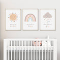 Load image into Gallery viewer, Boho Rainbow Nursery Prints | Set of 3 | You Are My Sunshine Art - RoseRowanDesign
