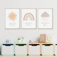Load image into Gallery viewer, Boho Rainbow Nursery Prints | Set of 3 | You Are My Sunshine Art - RoseRowanDesign
