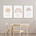 Load image into Gallery viewer, Boho Rainbow Nursery Prints | Set of 3 | You Are My Sunshine Art - RoseRowanDesign
