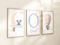 Load image into Gallery viewer, Personalised Safari Nursery Prints | Hot Air Balloon & Moon | Baby Boy Decor - RoseRowanDesign
