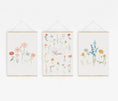 Load image into Gallery viewer, Personalised Wildflower Prints | Set of 3 Floral Nursery Art | Boho Baby Girls Decor - RoseRowanDesign

