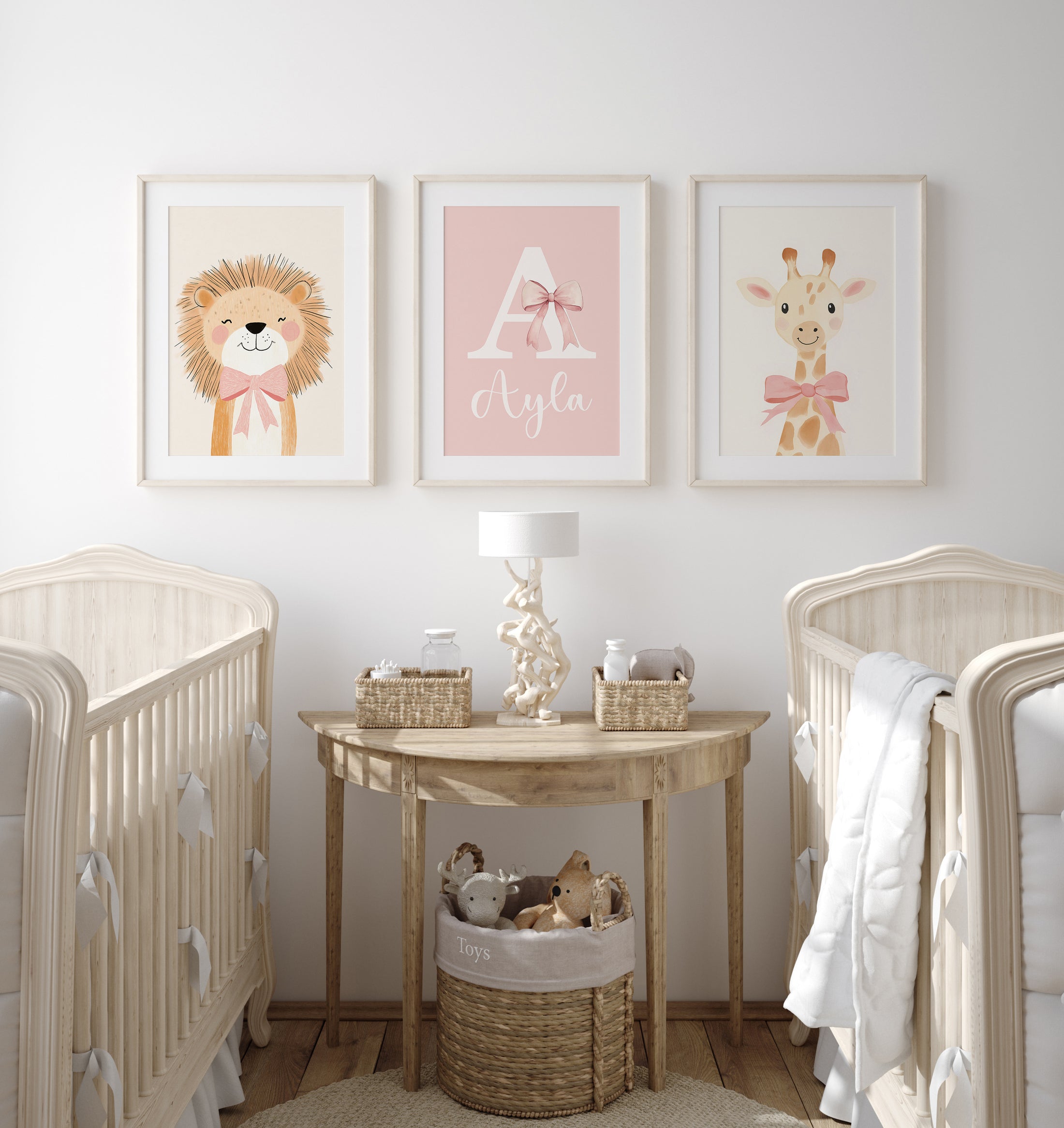 Safari Animal Personalised Set of 3 Wall Prints | Wall Art for Nursery, Bedroom or Playroom - RoseRowanDesign