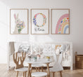 Load image into Gallery viewer, Bunny Personalised Set of 3 Girls Prints | Wall Art for Nursery, Bedroom or Playroom - RoseRowanDesign
