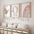 Load image into Gallery viewer, Dove Flower Personalised Set of 3 Girls Prints | Wall Art for Nursery, Bedroom or Playroom - RoseRowanDesign
