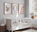 Load image into Gallery viewer, Dove Flower Personalised Set of 3 Girls Prints | Wall Art for Nursery, Bedroom or Playroom - RoseRowanDesign
