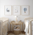 Load image into Gallery viewer, Elephant Personalised Set of 3 Wall Prints | Wall Art for Nursery, Bedroom or Playroom - RoseRowanDesign
