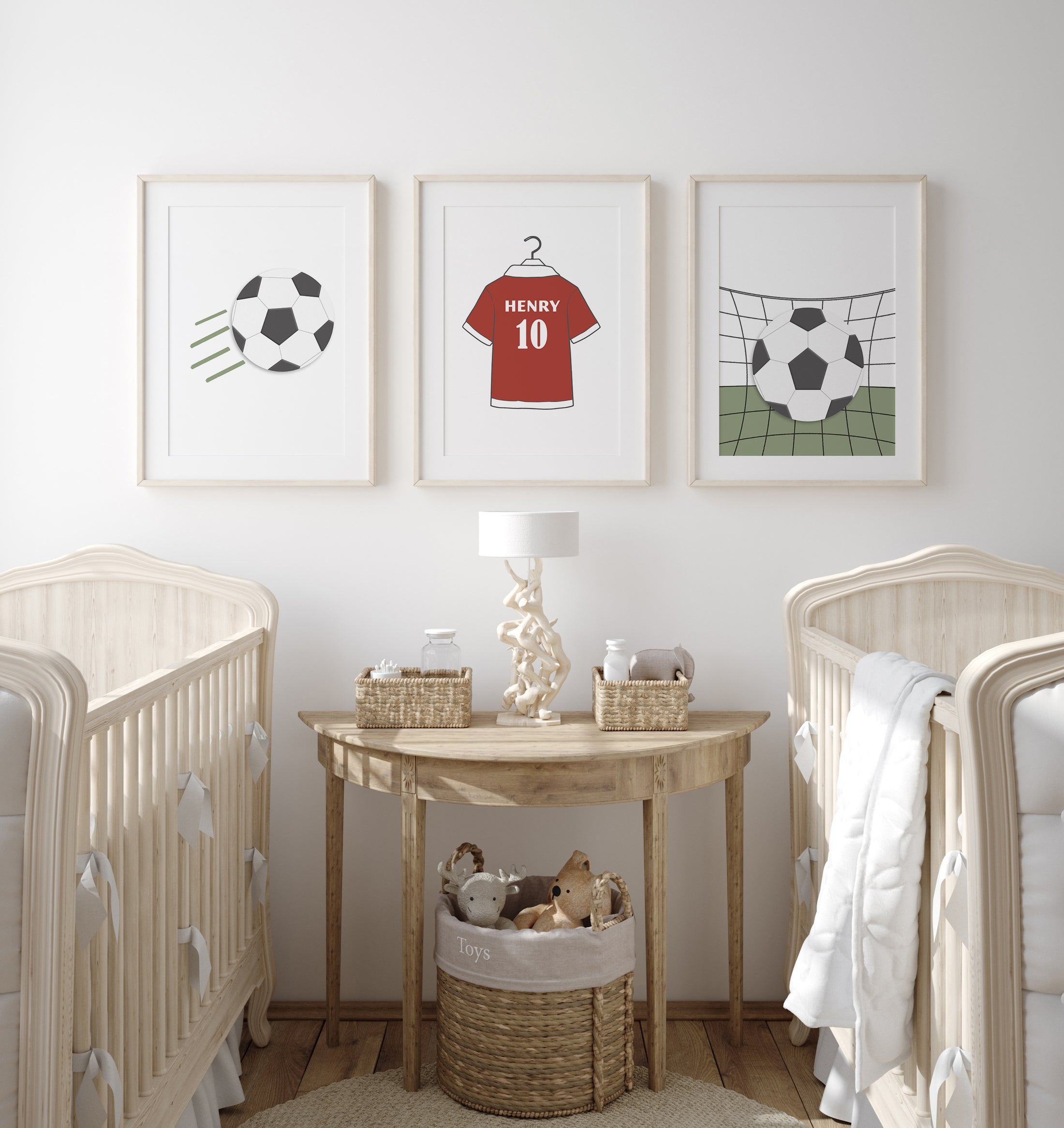 Football Personalised Set of 3 Wall Prints | Choice of Colours - RoseRowanDesign