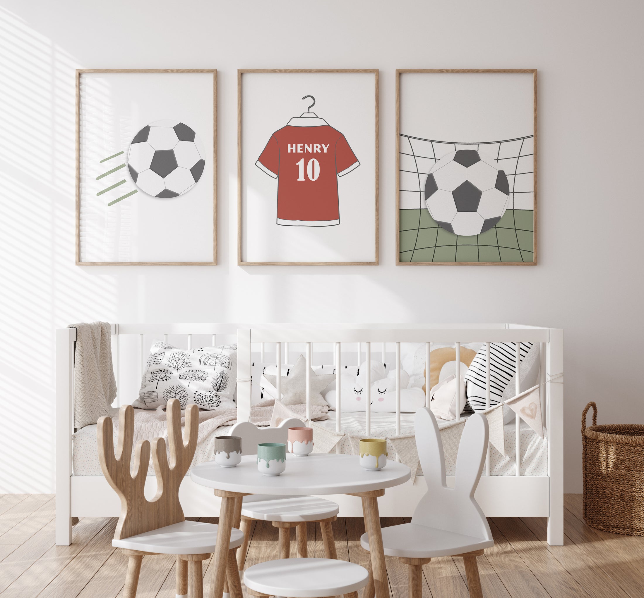 Football Personalised Set of 3 Wall Prints | Choice of Colours - RoseRowanDesign