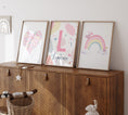 Load image into Gallery viewer, Girls Personalised Set of 3 Pink Pastel Wall Prints | Wall Art for Nursery, Bedroom or Playroom - RoseRowanDesign
