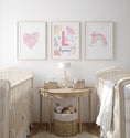 Load image into Gallery viewer, Girls Personalised Set of 3 Pink Pastel Wall Prints | Wall Art for Nursery, Bedroom or Playroom - RoseRowanDesign
