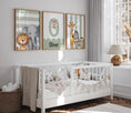 Load image into Gallery viewer, Personalised Striped Safari Set of 3 Wall Prints | Wall Art for Nursery, Bedroom or Playroom - RoseRowanDesign
