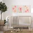 Load image into Gallery viewer, Pink Flowers Personalised Set of 3 Girls Prints | Wall Art for Nursery, Bedroom or Playroom - RoseRowanDesign
