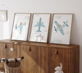 Load image into Gallery viewer, Plane Personalised Set of 3 Wall Prints | Wall Art for Nursery, Bedroom or Playroom - RoseRowanDesign
