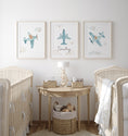 Load image into Gallery viewer, Plane Personalised Set of 3 Wall Prints | Wall Art for Nursery, Bedroom or Playroom - RoseRowanDesign
