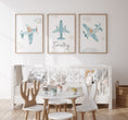 Load image into Gallery viewer, Plane Personalised Set of 3 Wall Prints | Wall Art for Nursery, Bedroom or Playroom - RoseRowanDesign

