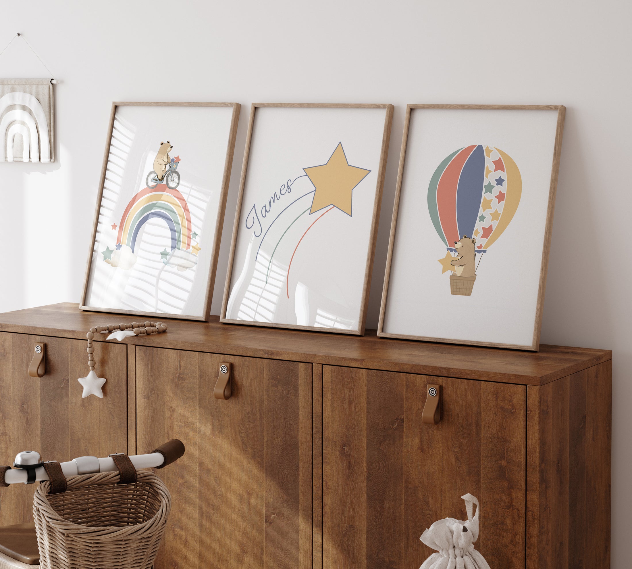 Star Personalised Set of 3 Wall Prints | Wall Art for Nursery, Bedroom or Playroom - RoseRowanDesign