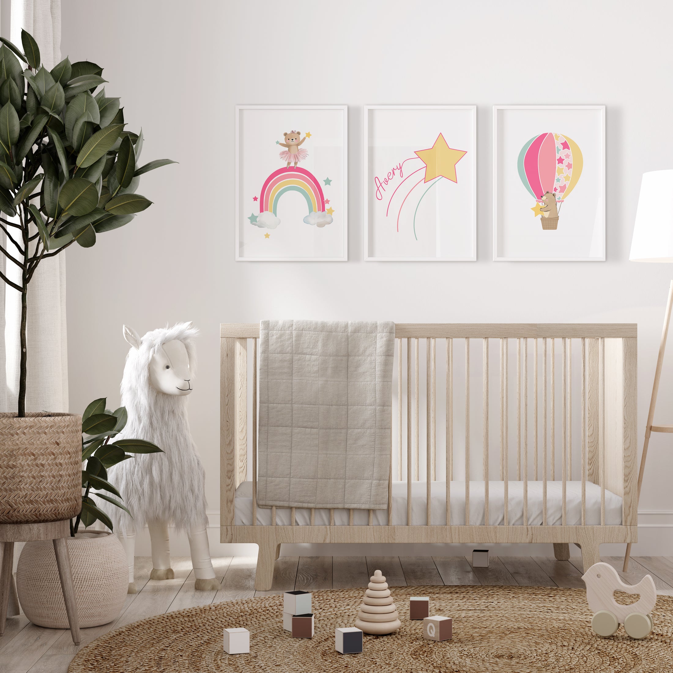 Star Personalised Set of 3 Wall Prints | Wall Art for Nursery, Bedroom or Playroom - RoseRowanDesign