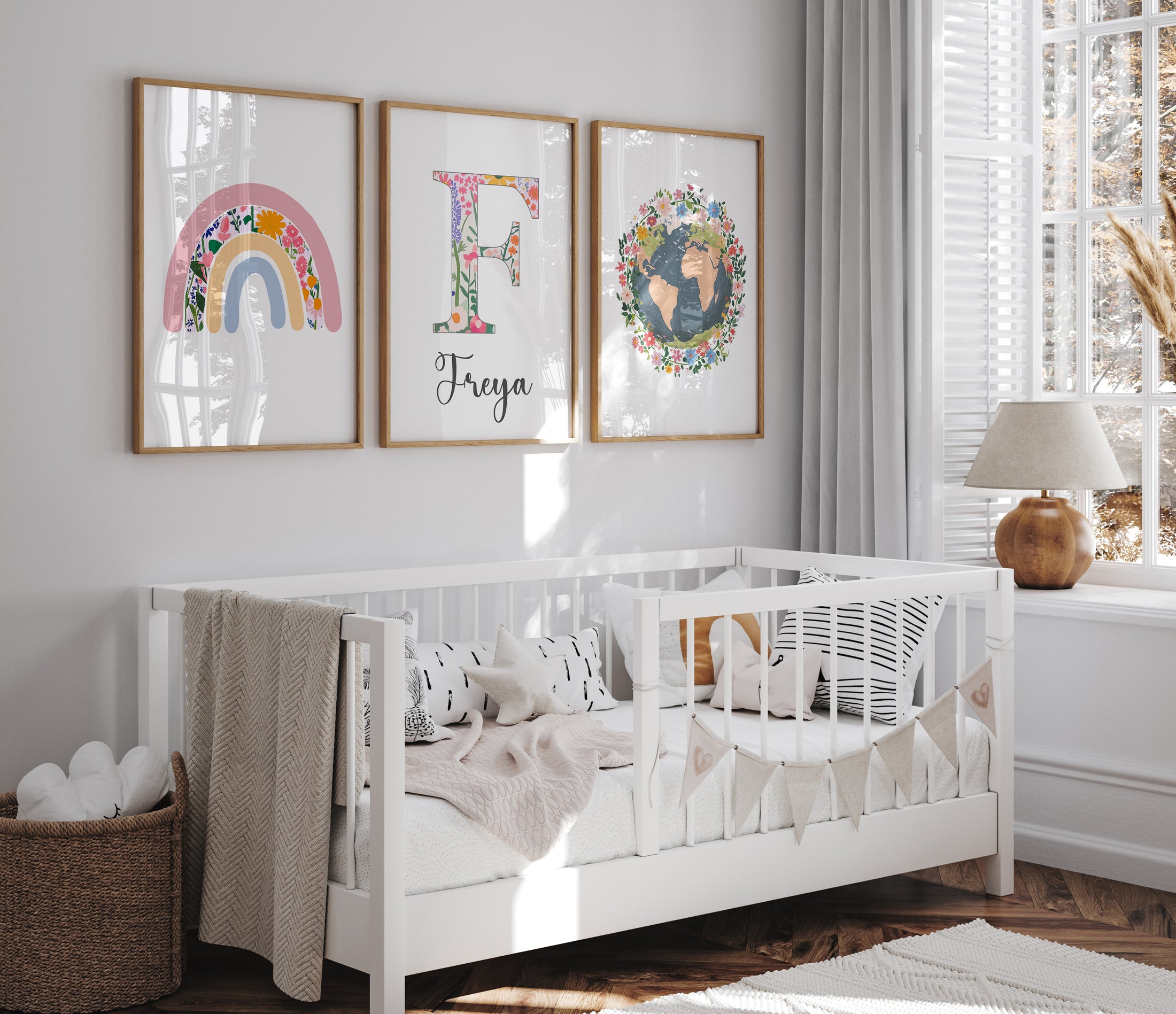 Wildflower Personalised Set of 3 Girls Prints | Wall Art for Nursery, Bedroom or Playroom - RoseRowanDesign