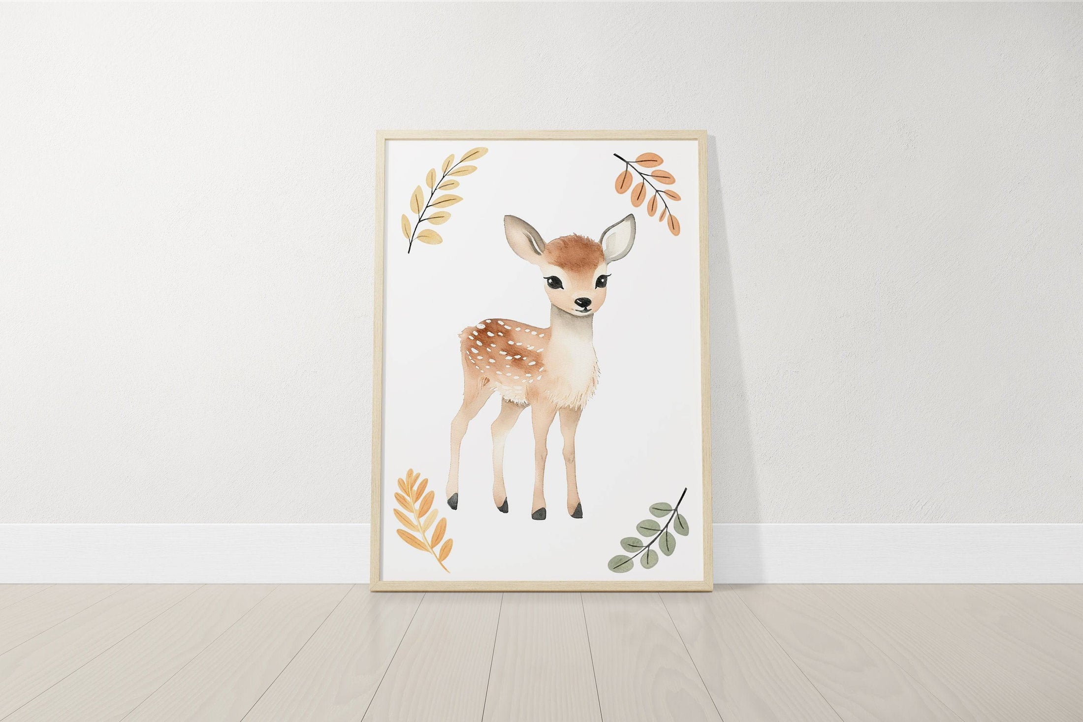Woodland Animal Nursery Prints | Set of 6 | Neutral Forest Decor with Fox, Bunny, Deer & Bear - RoseRowanDesign