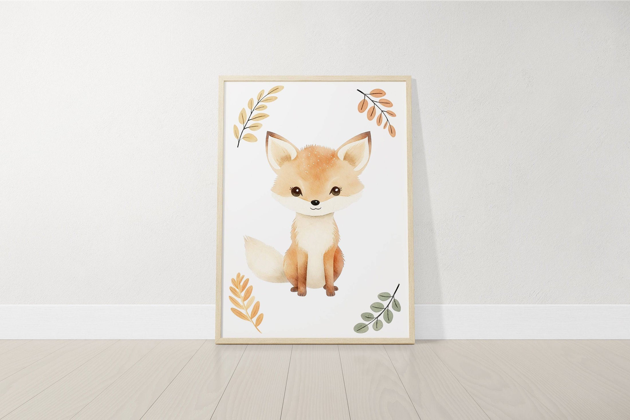 Woodland Animal Nursery Prints | Set of 6 | Neutral Forest Decor with Fox, Bunny, Deer & Bear - RoseRowanDesign