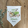 Load image into Gallery viewer, Personalised Farm Animal Name Pennant Wall Flag | Nursery Decor for Kids Room - RoseRowanDesign
