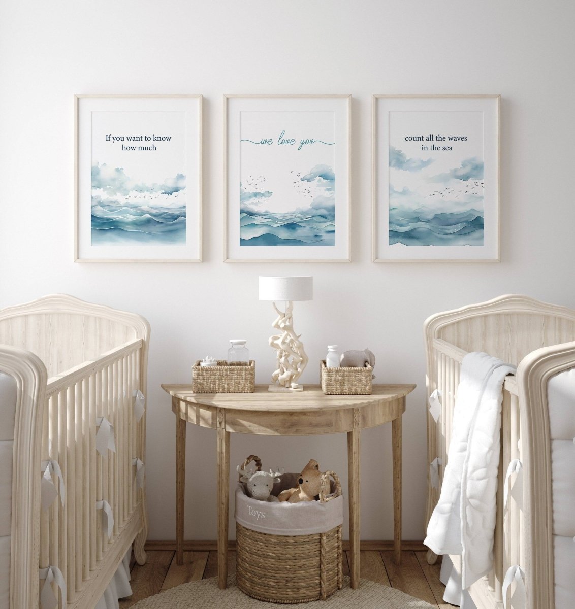 Nautical Nursery Wall Art Set of 3 Ocean Theme Prints Blue Boys R RoseRowanDesign
