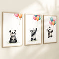 Load image into Gallery viewer, Panda Bear Nursery Prints | Set of 3 | Neutral Animal Wall Art for Baby's Bedroom - RoseRowanDesign - 
