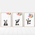 Load image into Gallery viewer, Panda Bear Nursery Prints | Set of 3 | Neutral Animal Wall Art for Baby's Bedroom - RoseRowanDesign - 
