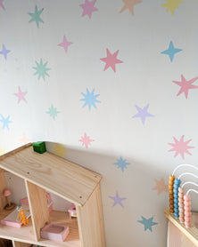 Premium Fabric Nursery Wall Stickers - Irregular Star Decals - Pastel Colours