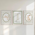 Load image into Gallery viewer, Personalised Bunny Nursery Print Set - Custom Name Initial Wall Art - RoseRowanDesign - 
