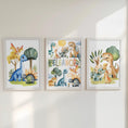 Load image into Gallery viewer, Personalised Dinosaur Nursery Print Set - Custom Name Wall Art with Optional Frames - RoseRowanDesign - 
