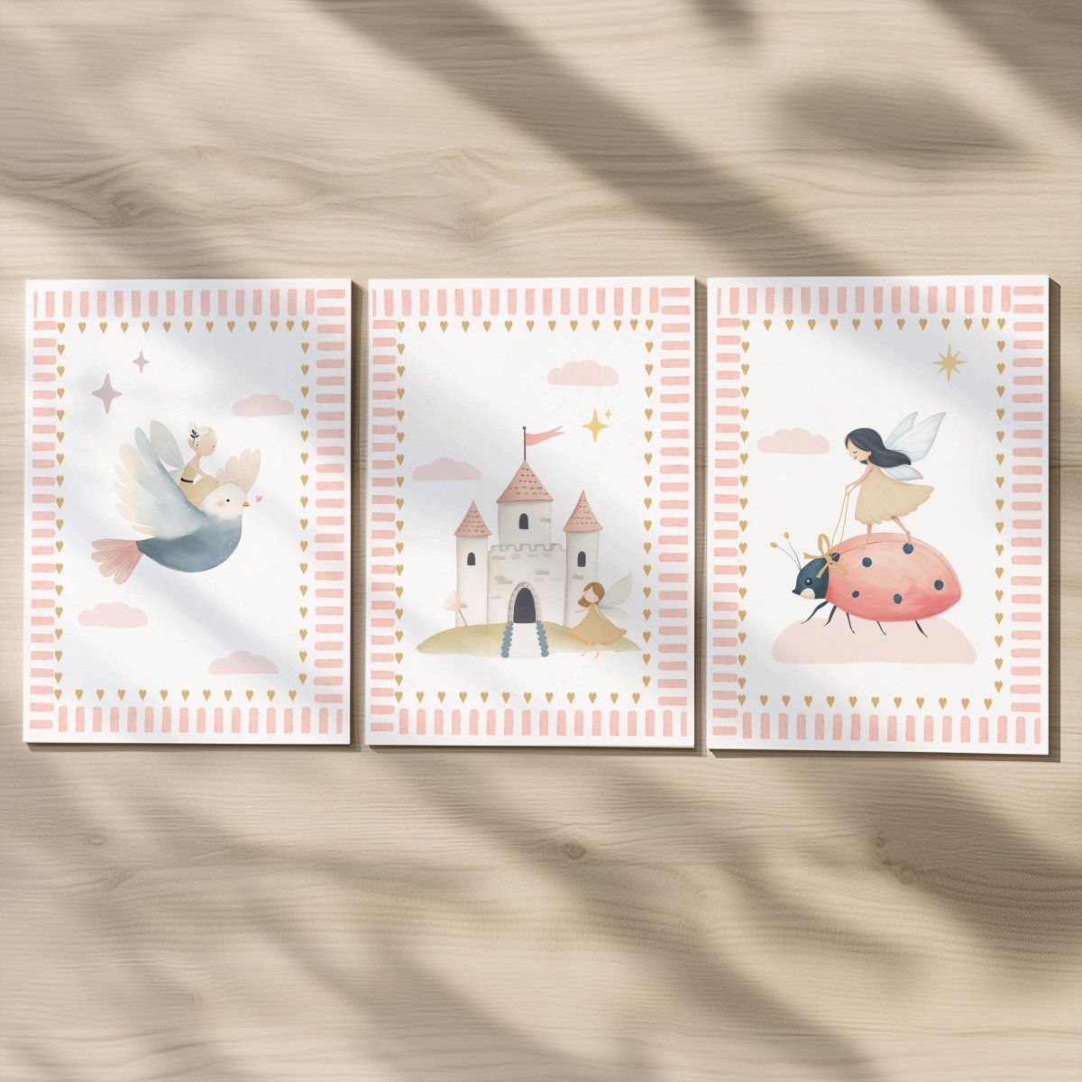 Personalised Fairy Tale Nursery Print Set – Castle, Fairy & Magical Creatures - RoseRowanDesign - 