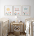 Load image into Gallery viewer, Personalised Girls Nursery Wall Prints | Set of 3 | Pastel Colours - RoseRowanDesign - Wall Art
