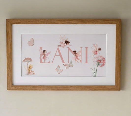 Personalised Panoramic Framed Print | Fairy | Oak or White Frame with Mount Included - RoseRowanDesign - Framed Print