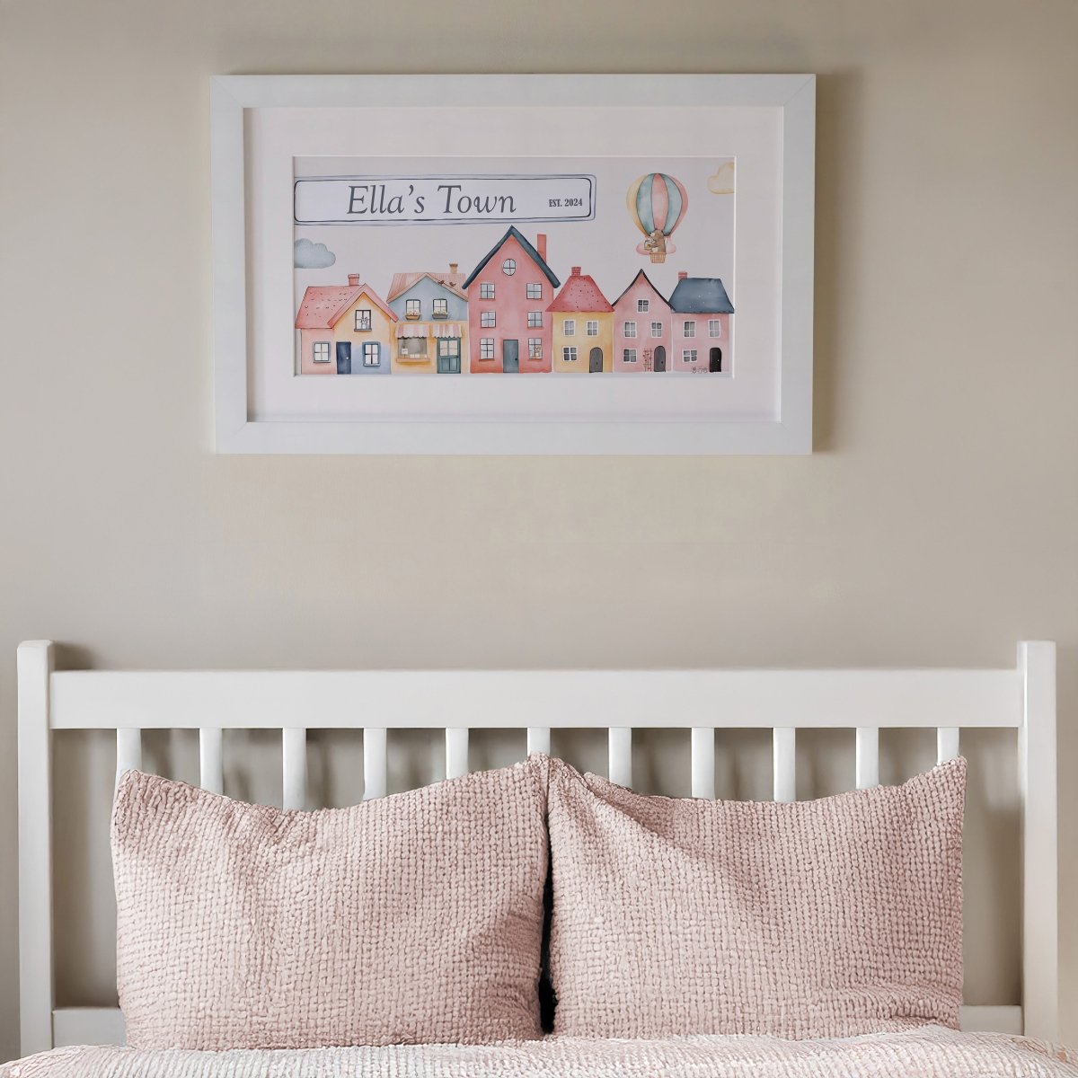 Personalised Panoramic Framed Print | Tiny Town | Oak or White Frame with Mount Included - RoseRowanDesign - Framed Print