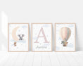 Load image into Gallery viewer, Personalised Safari Nursery Prints | Hot Air Balloon & Moon | Baby Boy Decor - RoseRowanDesign - Wall Art
