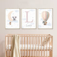 Load image into Gallery viewer, Personalised Safari Nursery Prints | Hot Air Balloon & Moon | Baby Boy Decor - RoseRowanDesign - Wall Art

