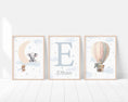 Load image into Gallery viewer, Personalised Safari Nursery Prints | Hot Air Balloon & Moon | Baby Boy Decor - RoseRowanDesign - Wall Art
