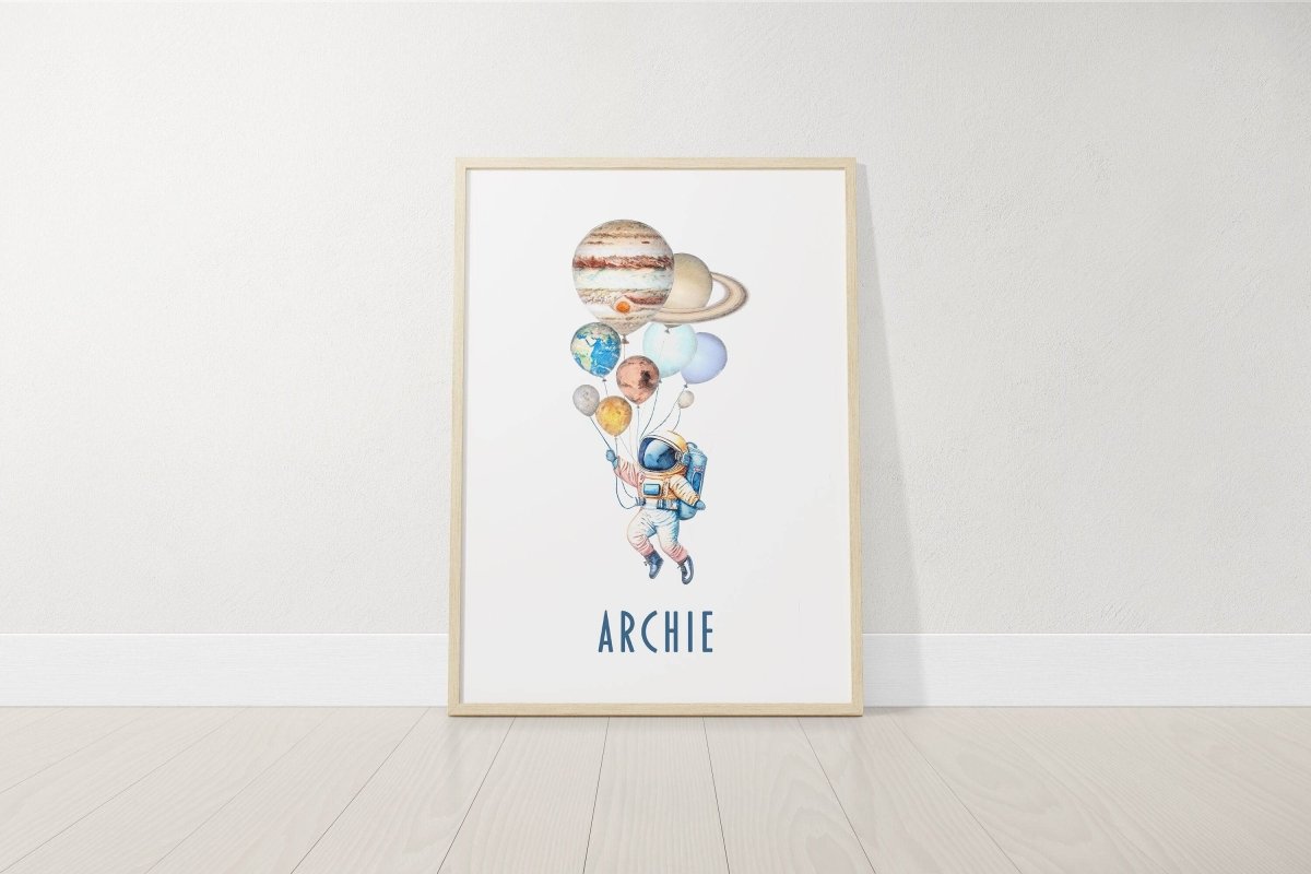 Personalised Space Nursery Print | Solar System Name Wall Art | Baby Boy Bedroom Decor - RoseRowanDesign - 